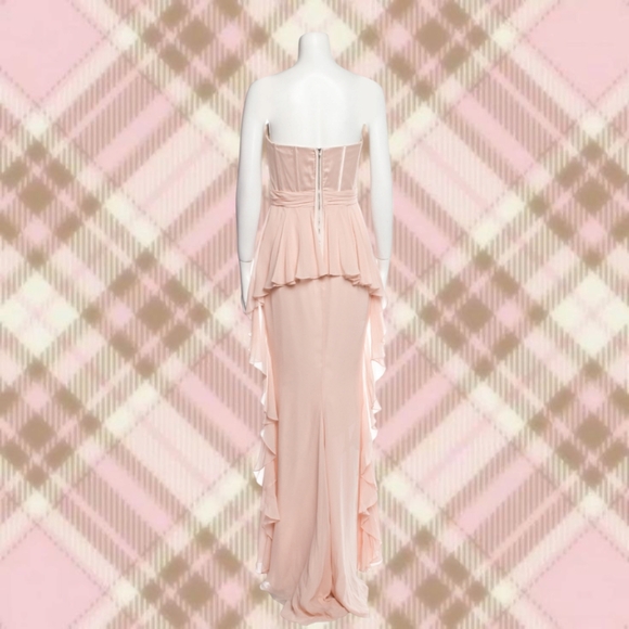 Y2K Badgley Mischka Silk Coquette Dress Gown with Corset Boning - Picture 3 of 5